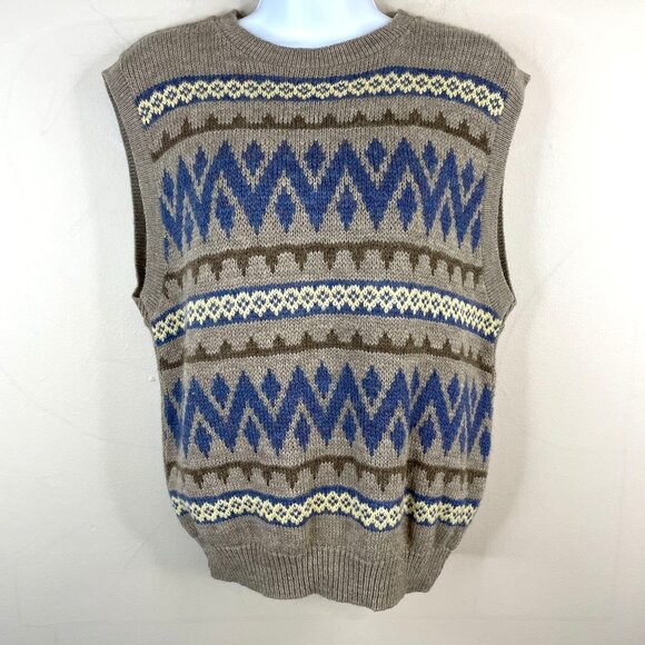 Vintage 90s Academia Old Money Wool Blend Sweater Vest Size M English Country - Picture 1 of 11